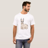 落ち着いたベージュのラマ Tシャツ (正面フル)