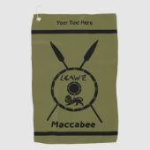 落ち着いたマカビーの盾と槍 ゴルフタオル (正面)