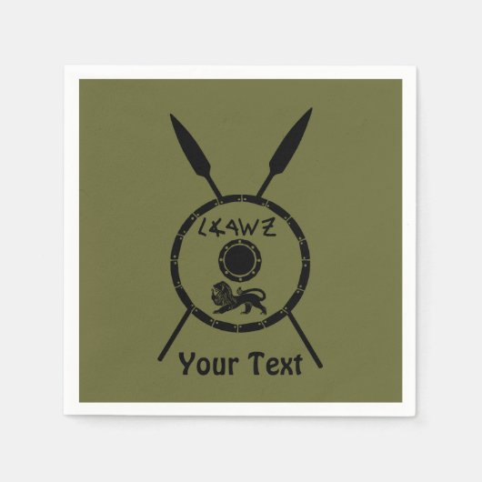 落ち着いたマカビーの盾と槍 スタンダードカクテルナプキン (正面)