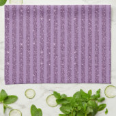 落ち着いたマルベリー+ラメ入り横ストライプ キッチンタオル (折り畳み)