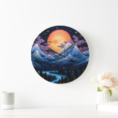 落ち着いた夜のシーン ラージ壁時計 (ホーム)