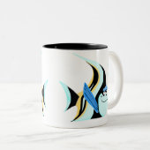 落ち着いた天使澄ん魚を使ったコーヒーマグ ツートーンマグカップ (正面右)