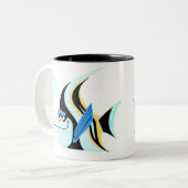 落ち着いた天使澄ん魚を使ったコーヒーマグ ツートーンマグカップ (正面左)