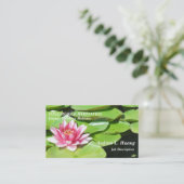 落ち着いた強さかピンクの池のはす 名刺 (スタンド正面)