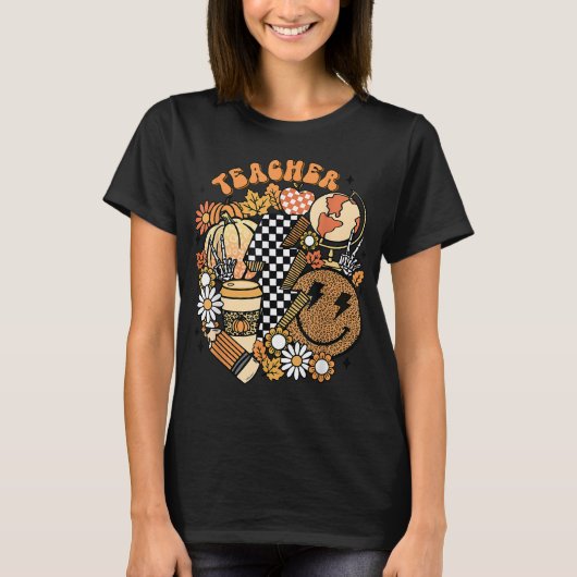落ち着いた教師のレトロな教師の生活 秋の感謝祭 Tシャツ (正面)