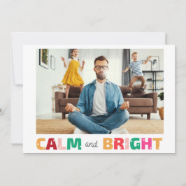 落ち着いた明るい家族おもしろい写真クリスマス シーズンカード