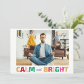 落ち着いた明るい家族おもしろい写真クリスマス シーズンカード (スタンド正面)