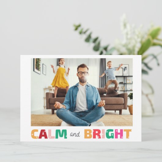 落ち着いた明るい家族おもしろい写真クリスマス シーズンカード (スタンド正面)