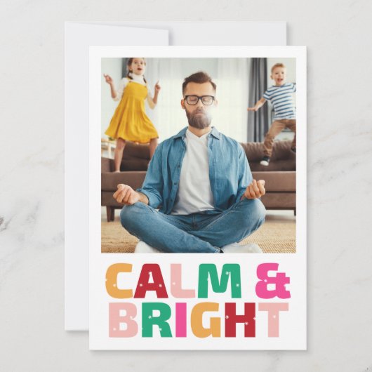 落ち着いた明るい家族おもしろい写真クリスマス シーズンカード (正面)