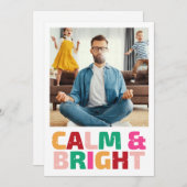 落ち着いた明るい家族おもしろい写真クリスマス シーズンカード (正面/裏面)