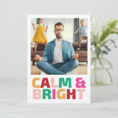 落ち着いた明るい家族おもしろい写真クリスマス シーズンカード (スタンド正面)