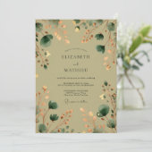 落ち着いた森の結婚式をイメージした Sage Green 招待状 (スタンド正面)