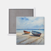 落ち着いた水彩海景「セレニティショアーズ」 マグネット (正面/裏面)