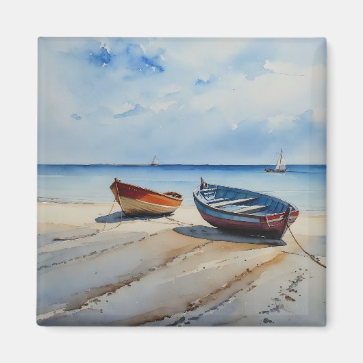 落ち着いた水彩海景「セレニティショアーズ」 マグネット (正面)