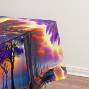 「落ち着いた漂う静けさ:ジャカランダの下のカヌー テーブルクロス