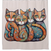 落ち着いた猫たち3シャワーカーテン シャワーカーテン (正面)