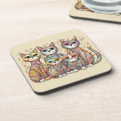 落ち着いた猫のコースターセット コースター (左側)