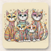 落ち着いた猫のコースターセット コースター (正面)