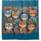 落ち着いた猫のシャワーカーテン シャワーカーテン (正面)