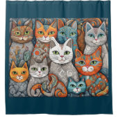 落ち着いた猫のシャワーカーテン シャワーカーテン (正面)