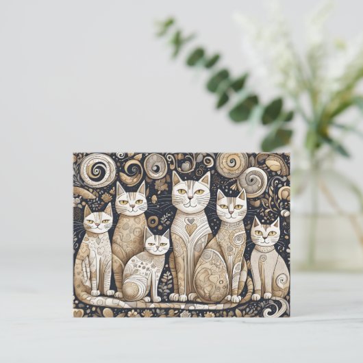 落ち着いた猫はがき ポストカード (スタンド正面)