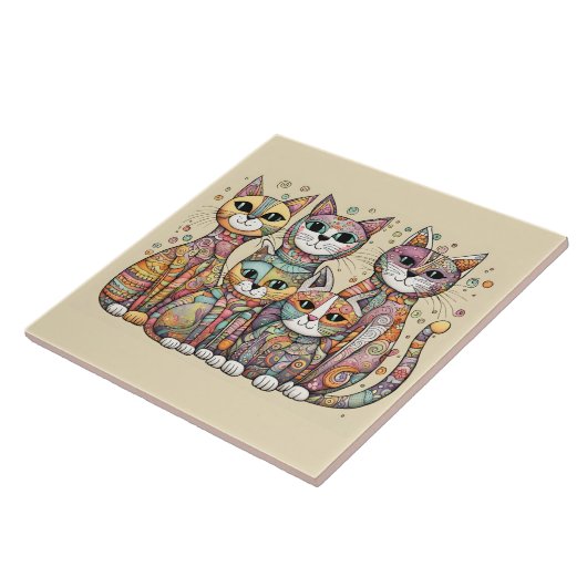 落ち着いた猫タイル タイル (側面)