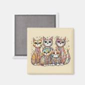 落ち着いた猫磁石 マグネット (正面/裏面)