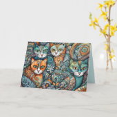 落ち着いた猫2グリーティングカード カード (黄色い花)