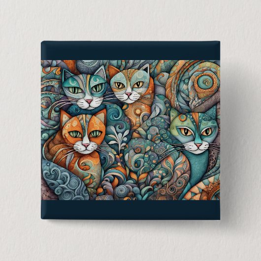 落ち着いた猫2ボタン 缶バッジ (正面)