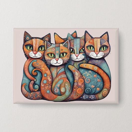 落ち着いた猫3ボタン 缶バッジ (正面)