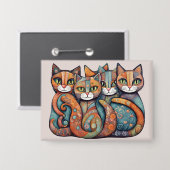 落ち着いた猫3ボタン 缶バッジ (正面/裏面)