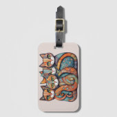 落ち着いた猫3荷物タグ ラゲッジタグ (正面縦)