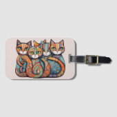落ち着いた猫3荷物タグ ラゲッジタグ (正面横)