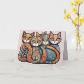 落ち着いた猫3 greeting card カード (黄色い花)