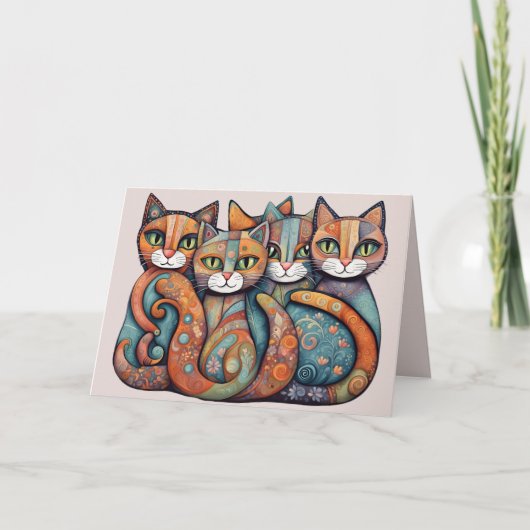 落ち着いた猫3 greeting card カード (正面)