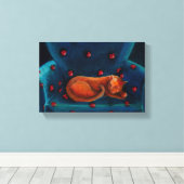 落ち着いた猫 キャンバスプリント (インサイチュ (ウッドフロア))