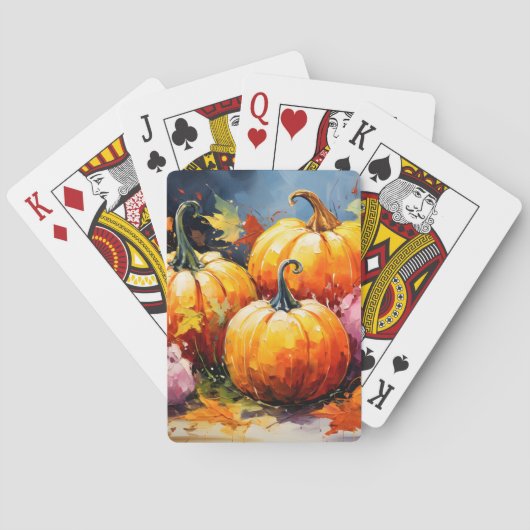 落ち着いた秋のカボチャ 色とりどりの紅葉 トランプ (裏面)