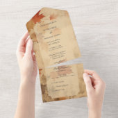 落ち着いた秋の葉 オールインワン招待状 (貼ってはがせる)