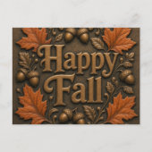 落ち着いた紅葉とどんぐりのRustic Happy Fall ポストカード (正面)