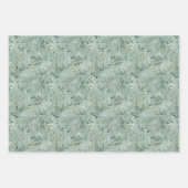 落ち着いた緑の上の穏やかなユーカリ枝パターン ラッピングペーパーシート (正面2)