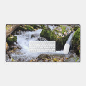 落ち着いた緑の秋の滝デスクマット デスクマット (キーボード&マウス)