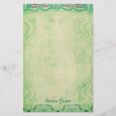 落ち着いた緑-アールヌーボーの文房具 便箋 (正面)