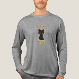 **落ち着いた美猫 - 黒と金のミニマルキャットアート** トライブレンドTシャツ