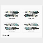 落ち着いた羽のステッカー 長方形シール (シート)