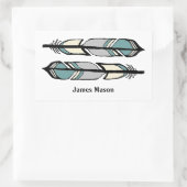 落ち着いた羽のステッカー 長方形シール (バッグ)