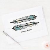 落ち着いた羽のステッカー 長方形シール (封筒)