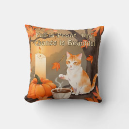落ち着いた色合いのハロウィン+猫のイラストクッション クッション