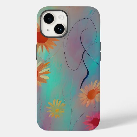 落ち着いた色調の抽象的なひまわり Case-Mate iPhoneケース (裏面)