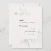 落ち着いた葉のクリーム色の結婚前お茶会招待状 招待状 (正面)