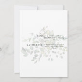 落ち着いた葉のクリーム色の結婚前お茶会招待状 招待状 (裏面)